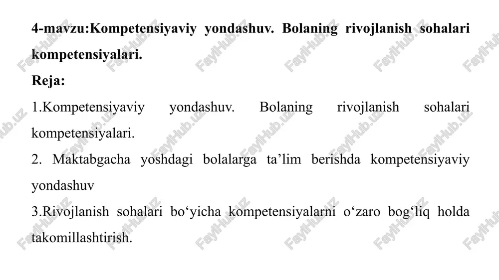 kompetensiyaviyondashuv. bolaning rivojlanish sohalaridagi kompetensiyalari — PPTX