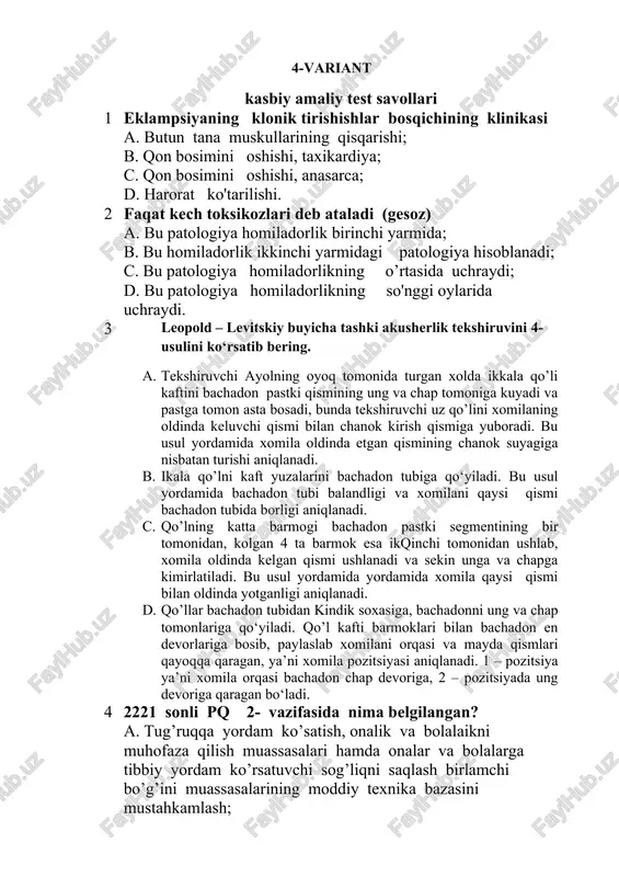 kasbiy amaliy test savollari — DOCX