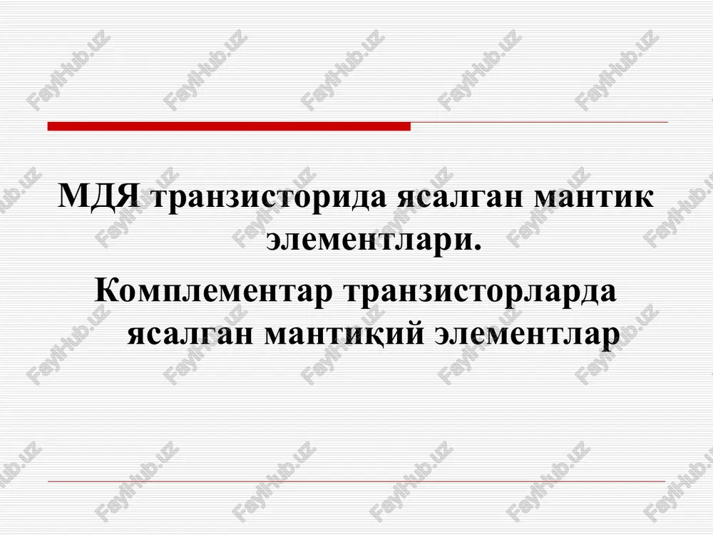 kmdya tranzistorida yasalgan mantiqiy elementlar — PPT