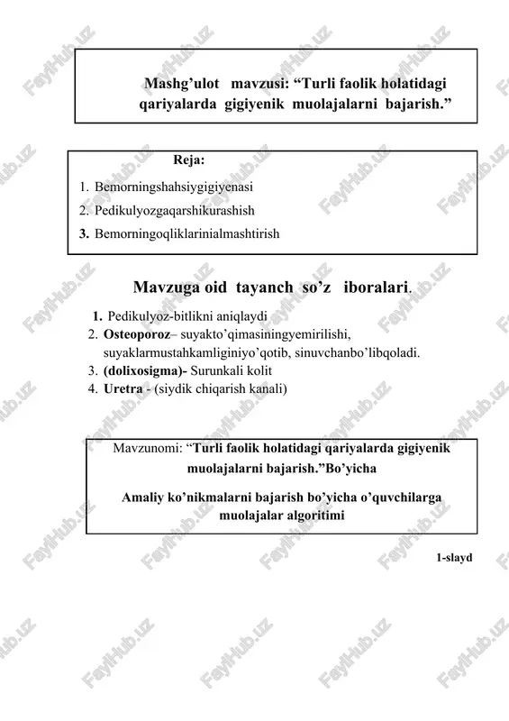 gigiyenik muolajalar — DOCX