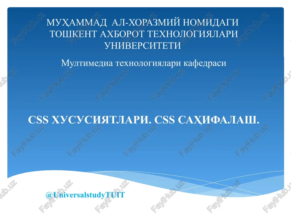 css xususiyatlari — PPTX