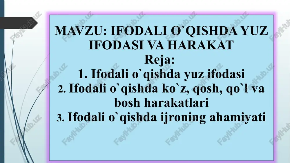 ifodalio`qishda yuz ifodasi va harakat — PPTX