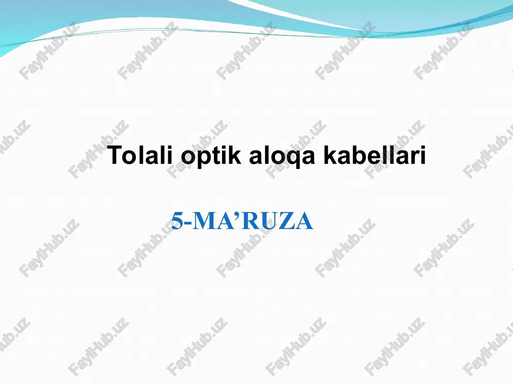optik kabellar — PPT