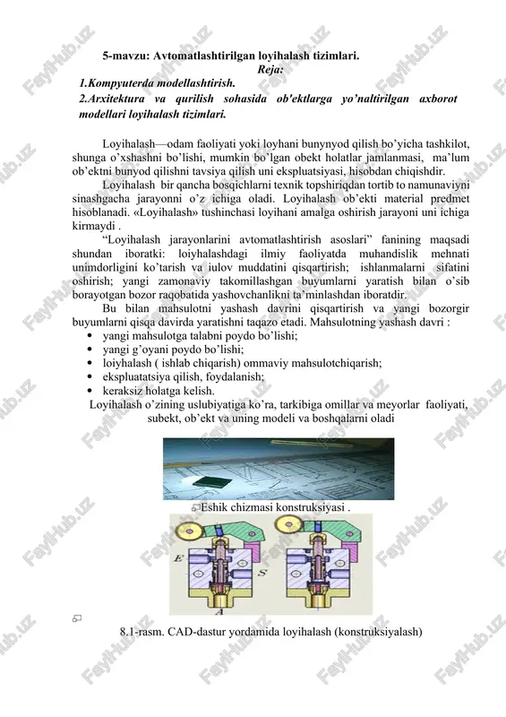 avtomatlashtirilgan loyihalash tizimlari — DOCX