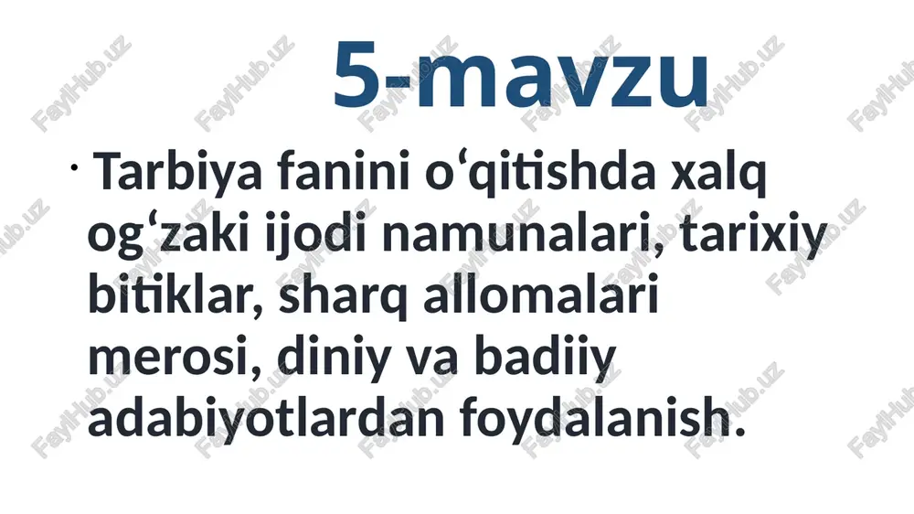 xalq og'zaki ijodi namunalari va adabiyotlar — PPTX