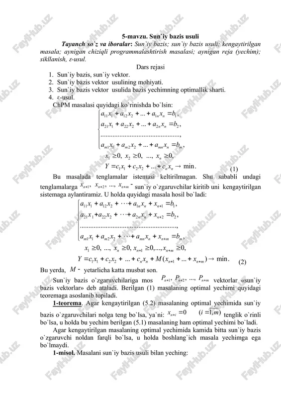sun`iy bazis usuli — DOCX