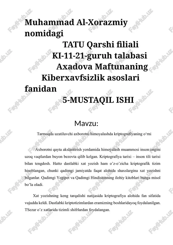 kriptografiya tarixi — DOCX