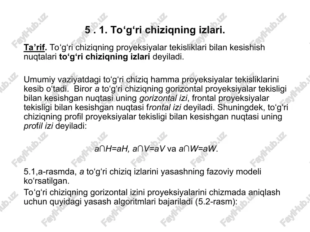to‘g‘ri chiziqning izlari — PPT