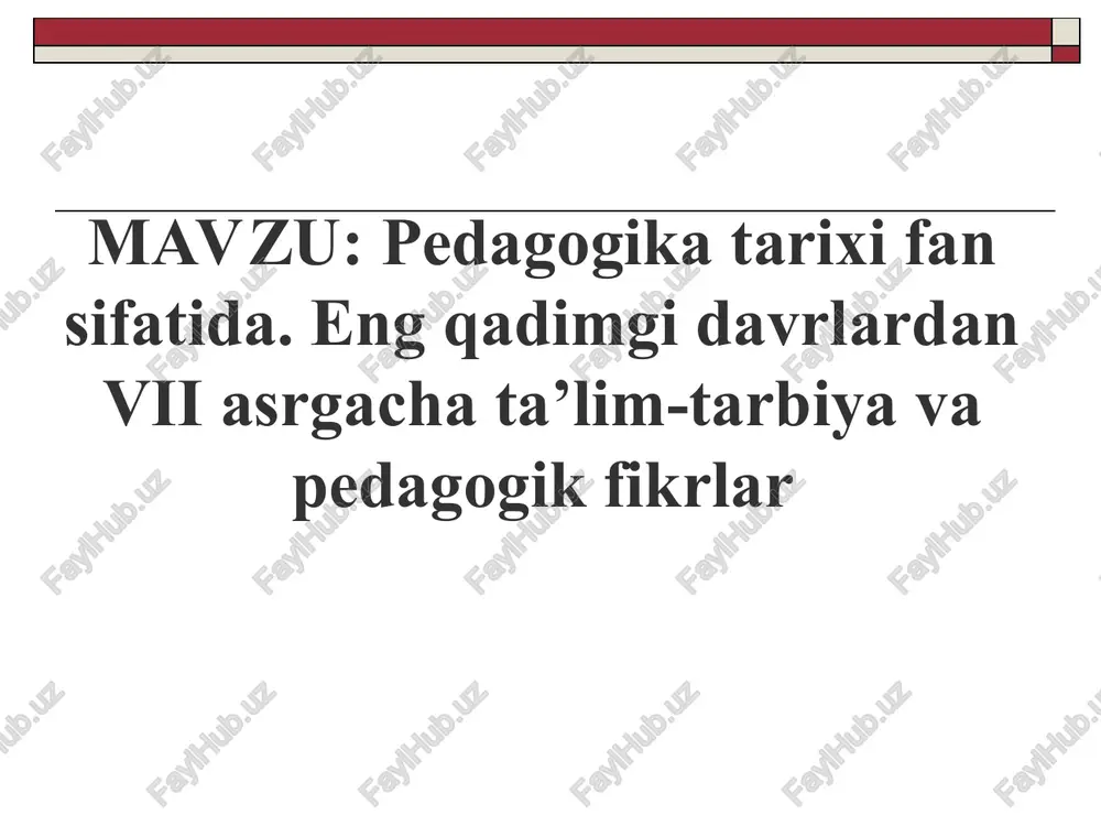 pedagogika tarixi — PPT