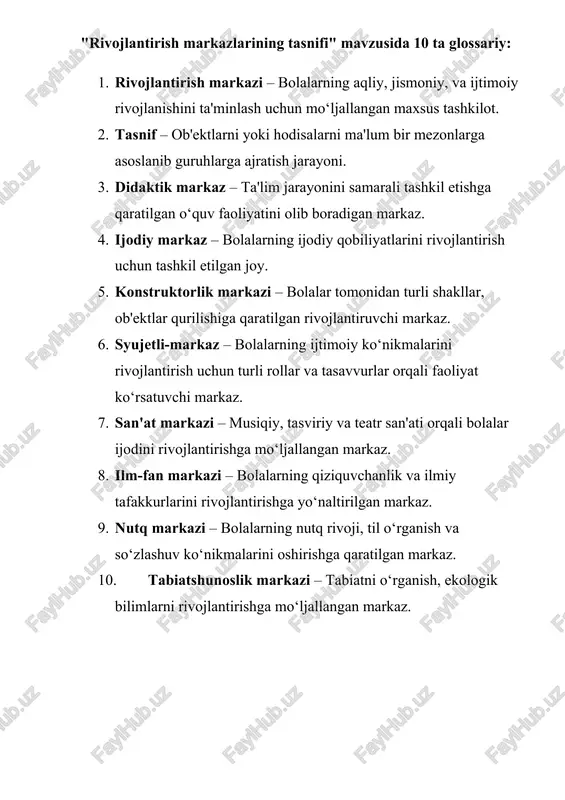 rivojlantirish markazlarining glossariysi — DOCX