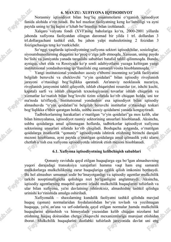 xufiyona iqtisodiyot — DOC