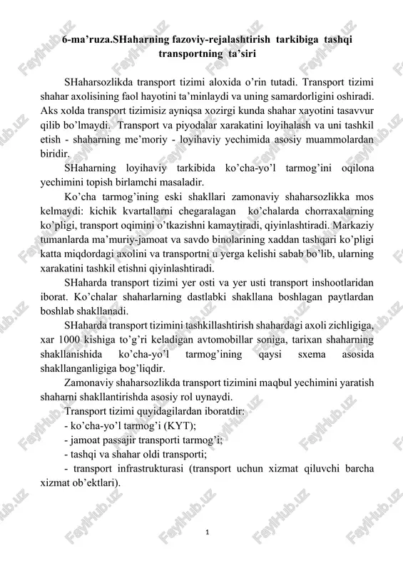 transport tizimi — DOCX