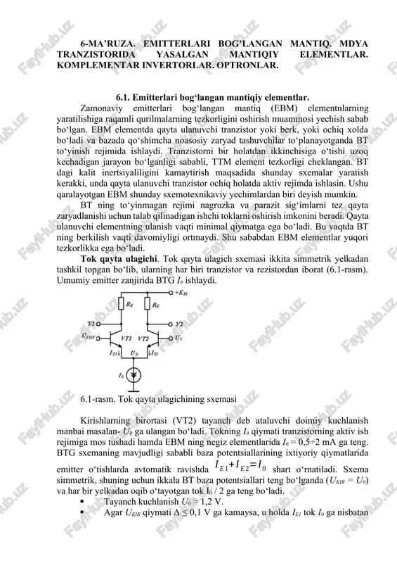 emitterlari bog‘langan mantiqiy elementlar — DOCX