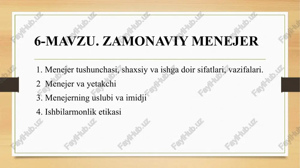 zamonaviy menejer — PPTX