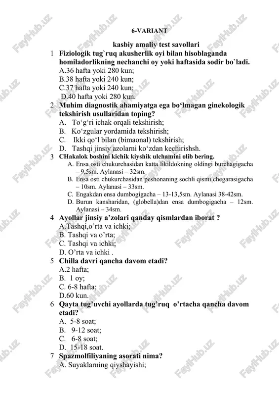 kasbiy amaliy test savollari — DOCX