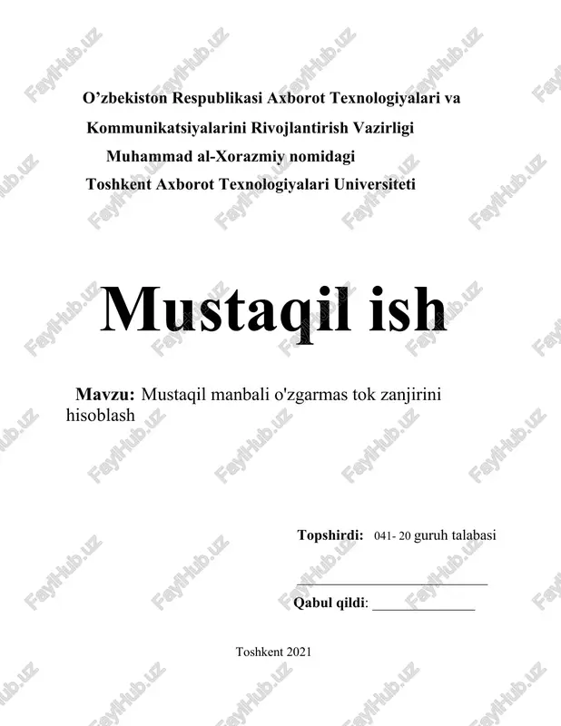 elektr zanjiri konturlarining to'g'ri usullari hisoblash — DOCX