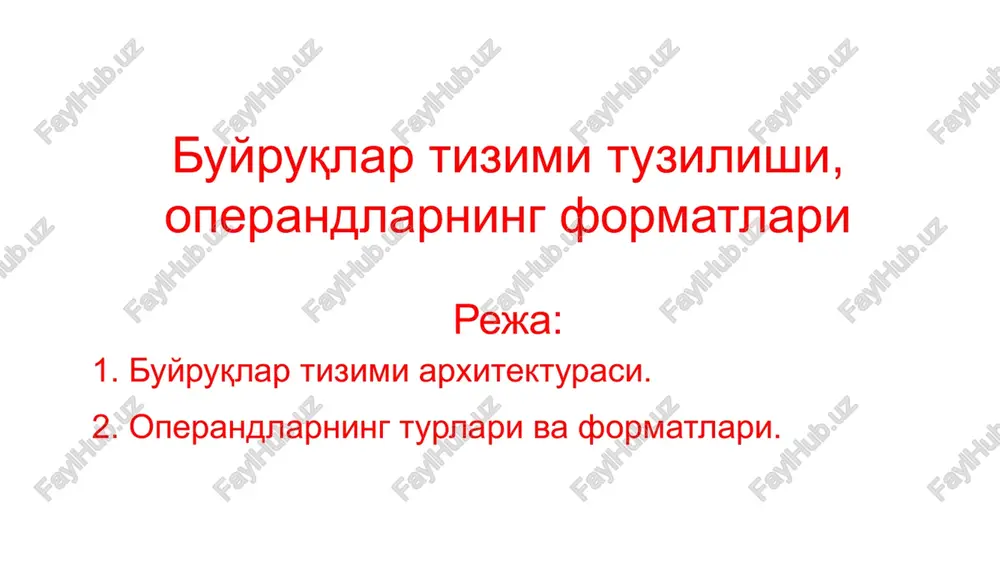 buyruqlar tizimituzilishi, operandlarning formatlari — PPTX