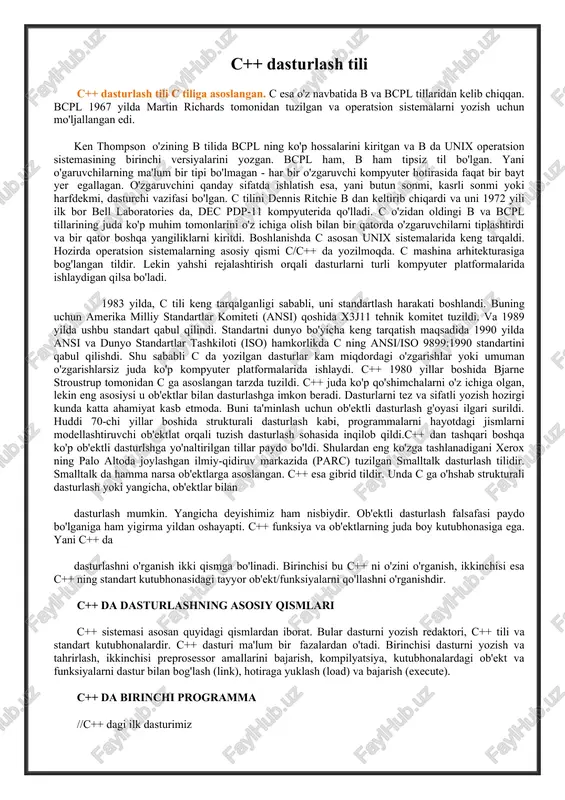 c++ dasturlash tili — DOCX