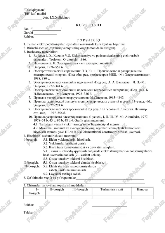kurs ishi "tasdiqlayman" — DOCX