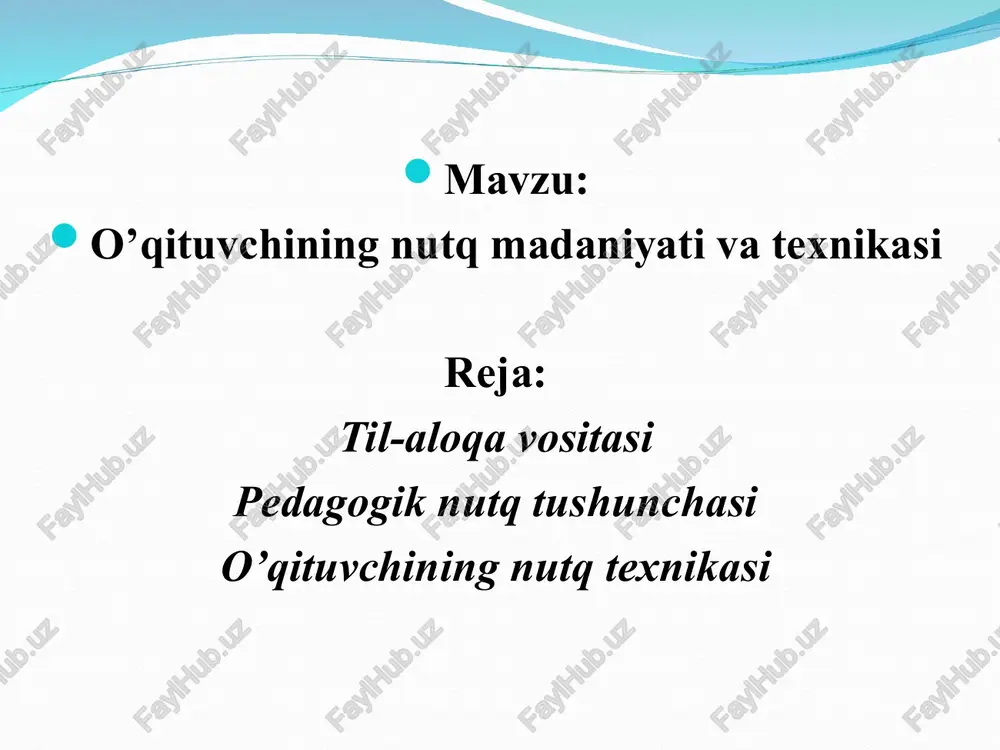 o’qituvchining nutq madaniyati va texnikasi — PPT