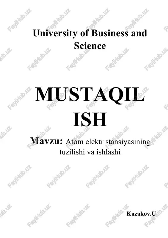 atom elektr stansiyasi tavsifi — DOCX