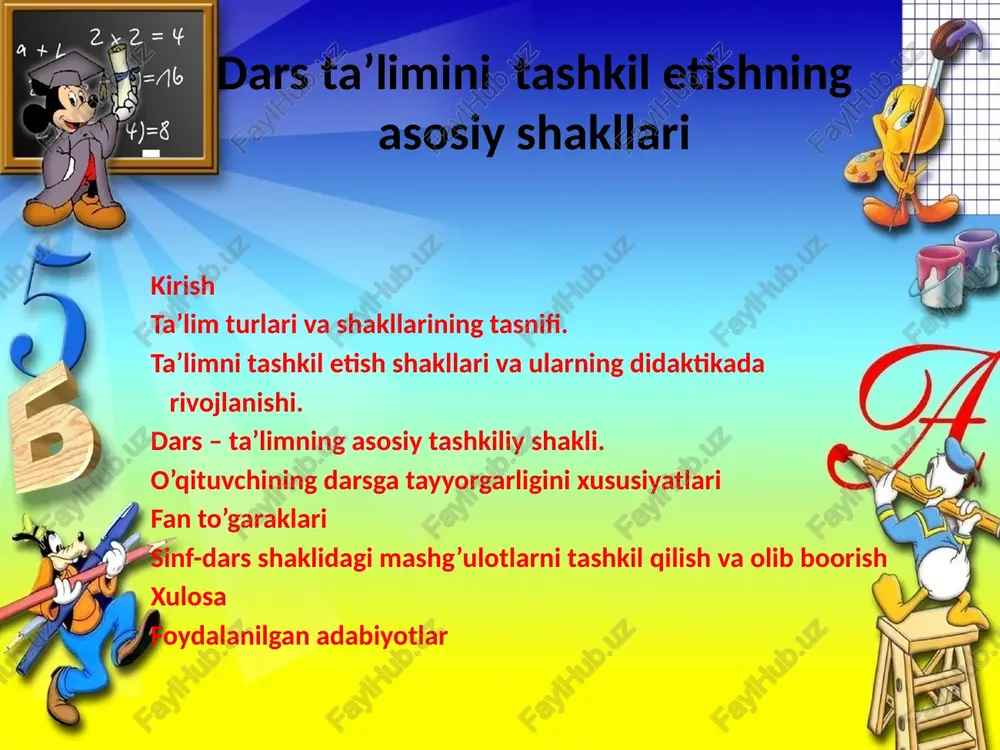 ta'limning tashkiliy shakllari — PPTX