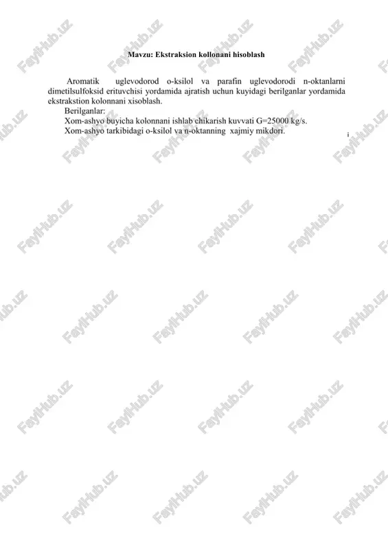 ekstraksion kollonani hisoblash — DOCX