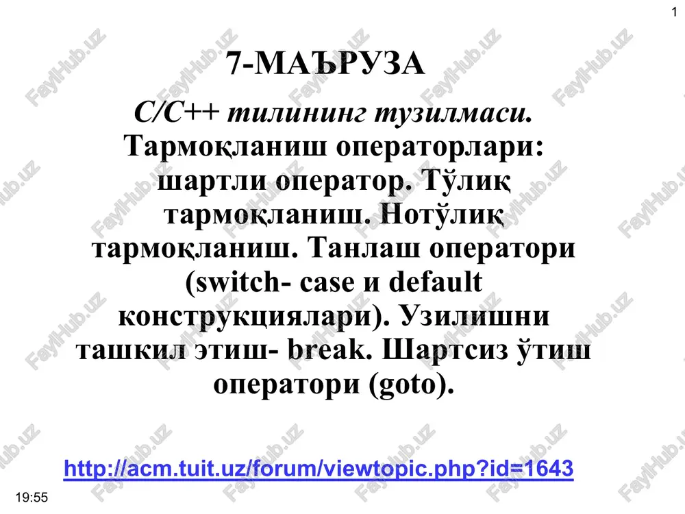 s/s++ tilining tuzilmasi — PPT