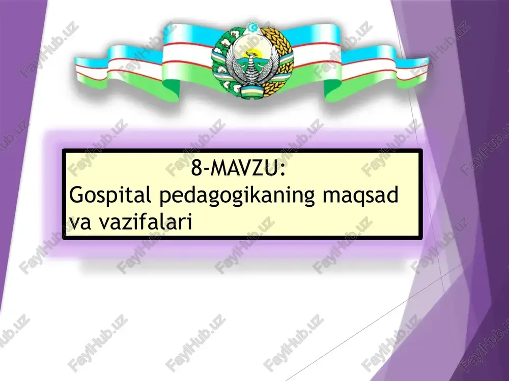 gospitalpedagogikaning maqsadlari va vazifalari — PPTX