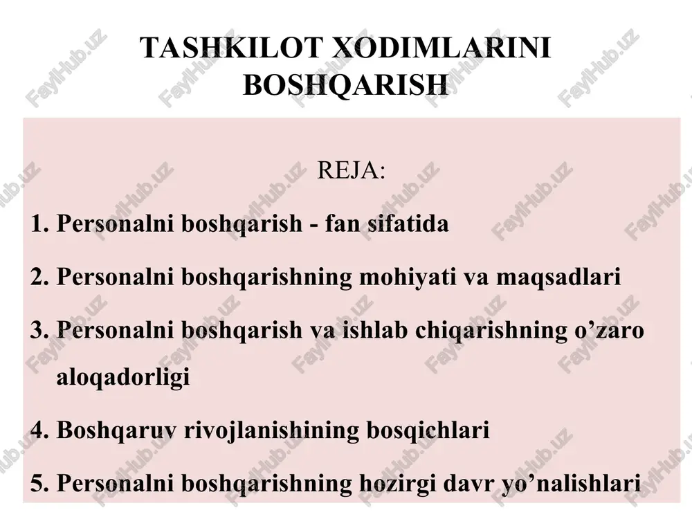 personalni boshqarish — PPT