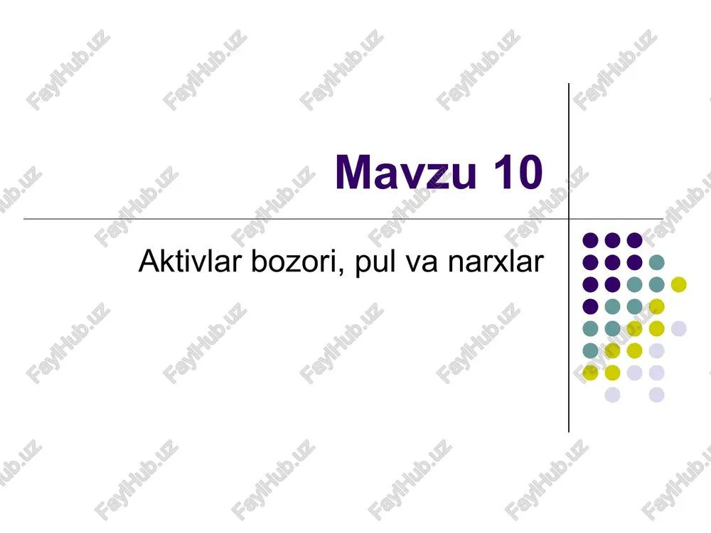 pul va narxlar — PPT