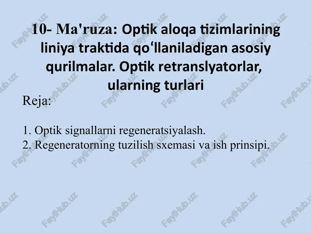 optik signal regeneratori — PPTX