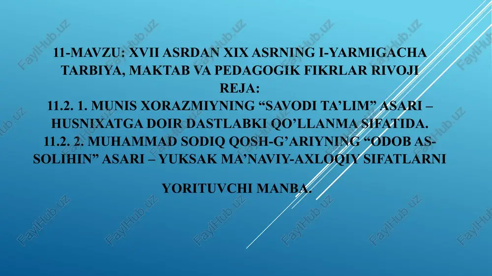 munis xorazmiyning "savodi ta'lim" asari — PPTX