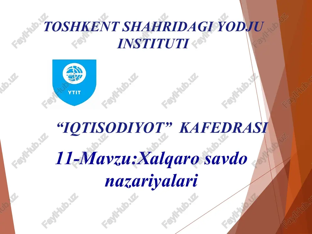 xalqaro savdo nazariyalari — PPT