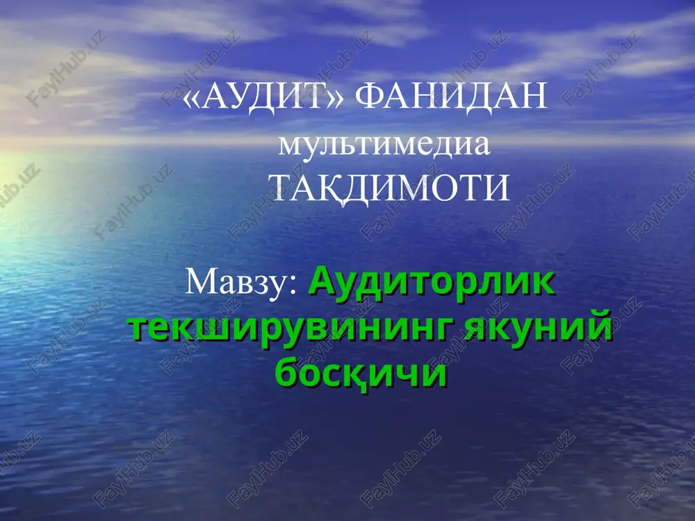 auditorlik tekshiruvining yakuniy bosqichi — PPT