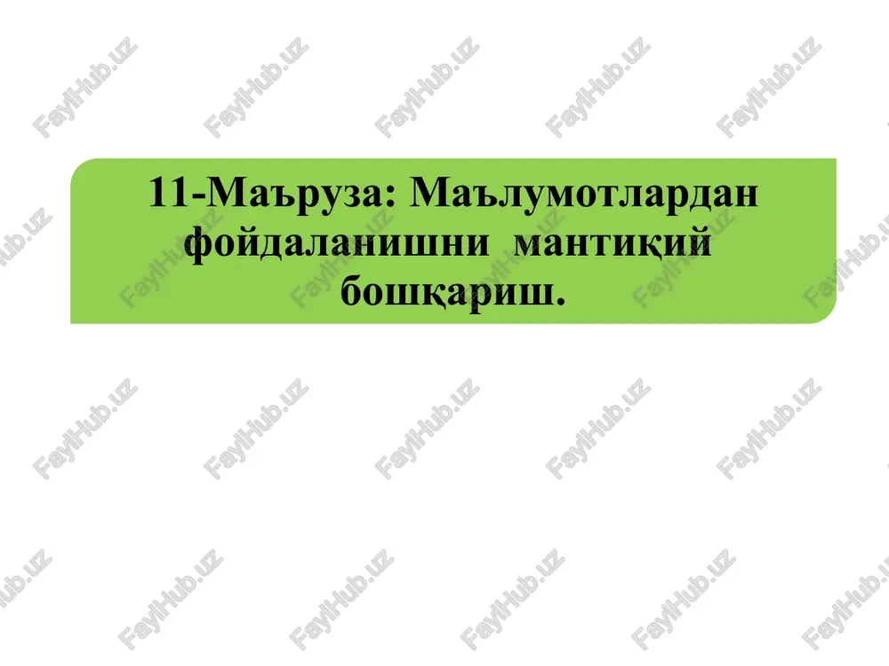 ma'ruza: ma'lumotlardan foydalanishning mantiqiy boshqarish — PPTX