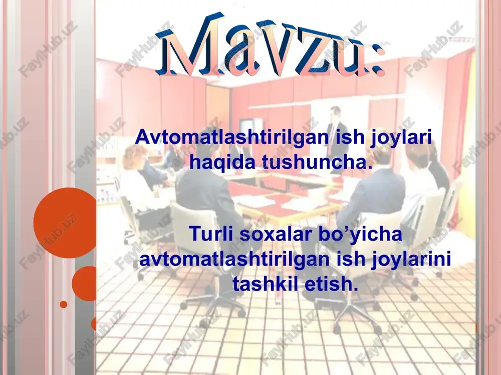 avtomatlashtirilgan ish joylari — PPT