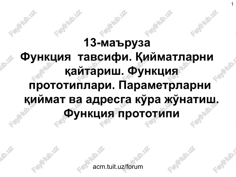 funktsiya tavsifi, qiymatlarni qaytarish — PPT
