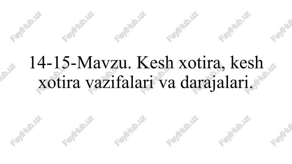 keshxotiralar va ularning vazifalari — PPTX