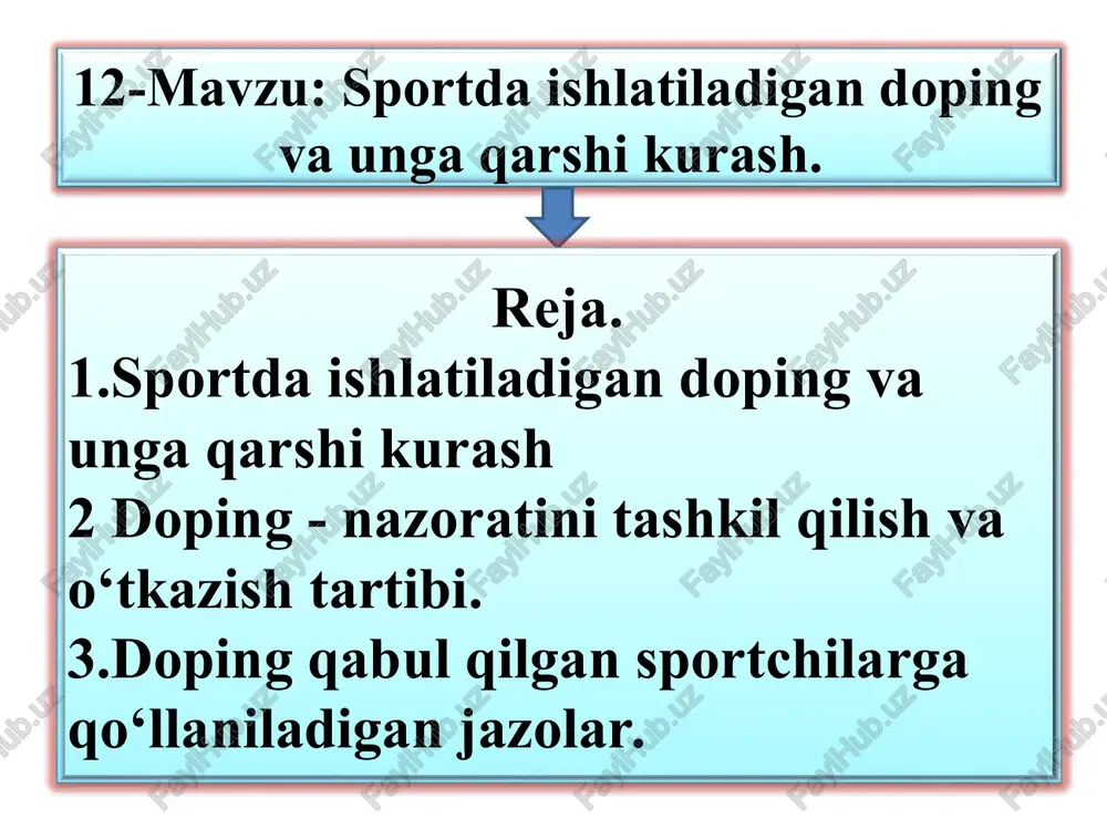 sportda ishlatiladigan doping va unga qarshi kurash — PPT