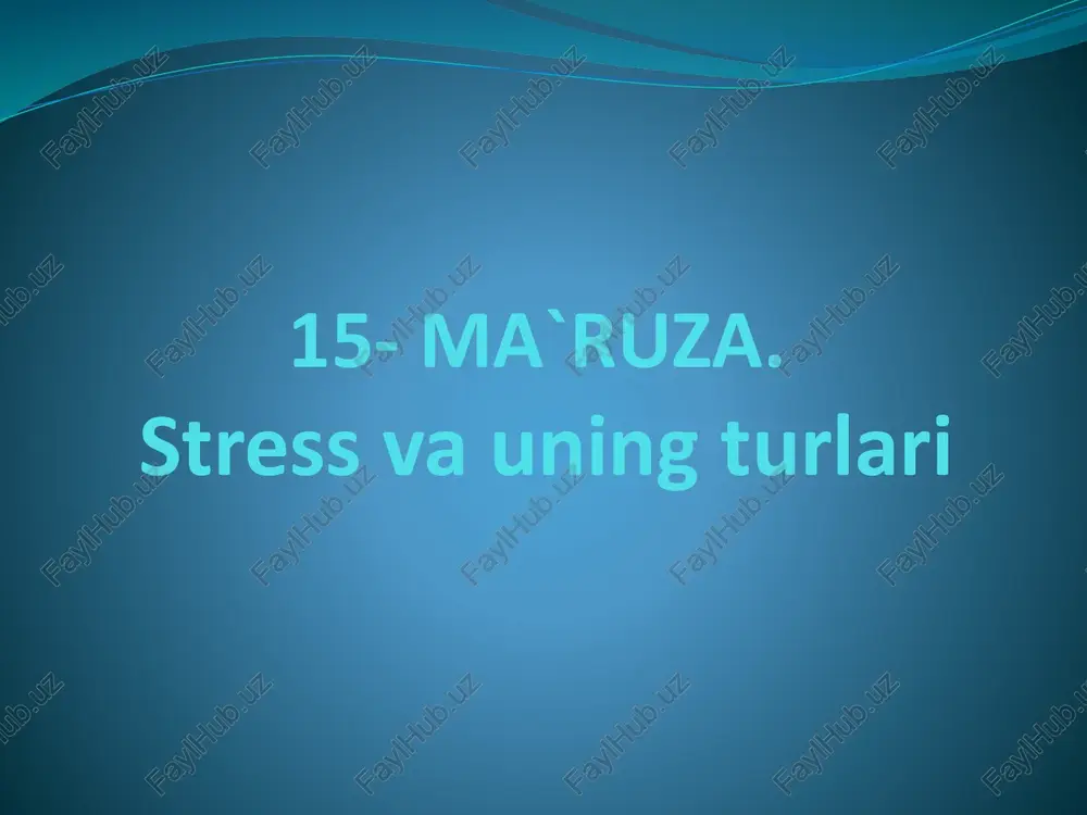 stress va uning turlari — PPTX