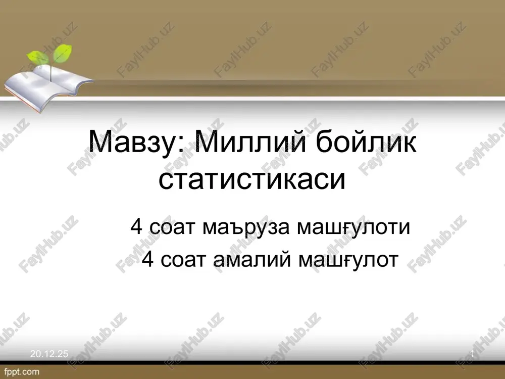 milliy boylik statistikasi — PPT