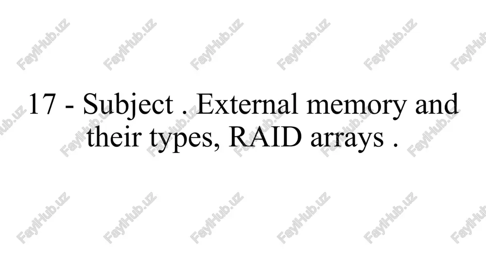 external memory and raid arrays — PPTX