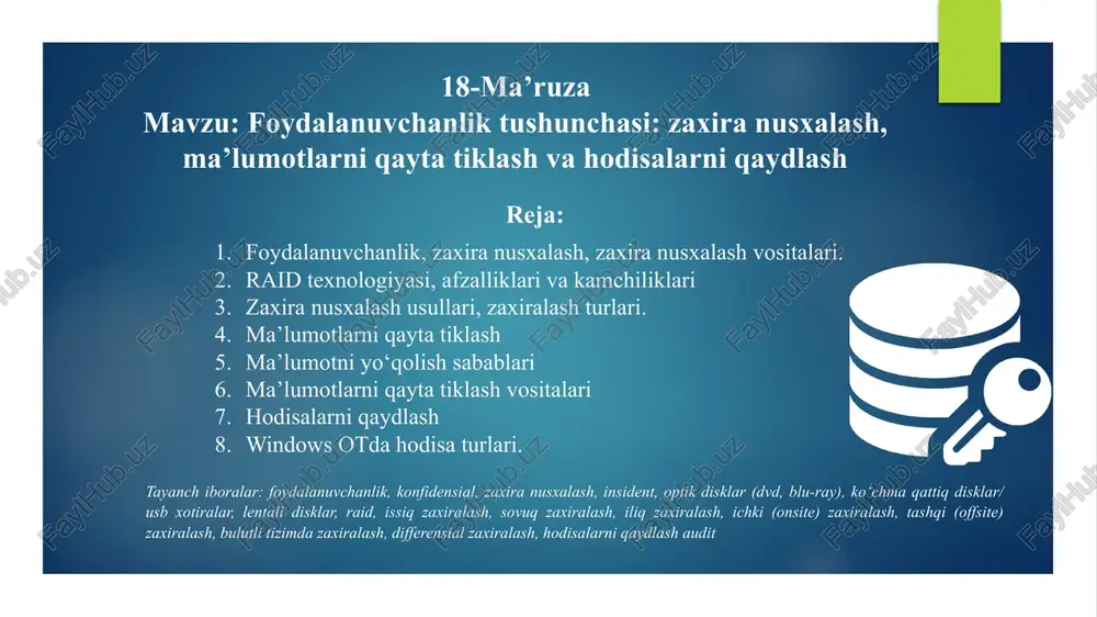 zaxiranusxalash vositalari — PPTX