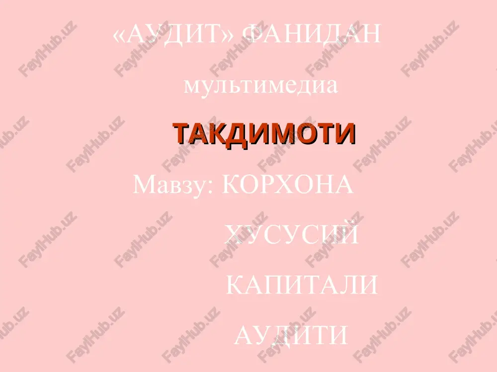 "audit" fanidan multimedia takdimoti — PPT