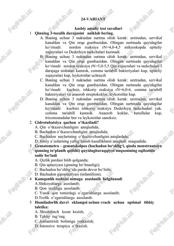 kasbiy amaliy test savollari — DOCX