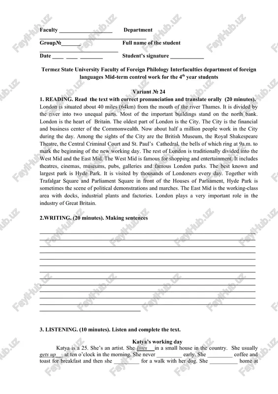 mid-term control work for the 4th year students — DOCX