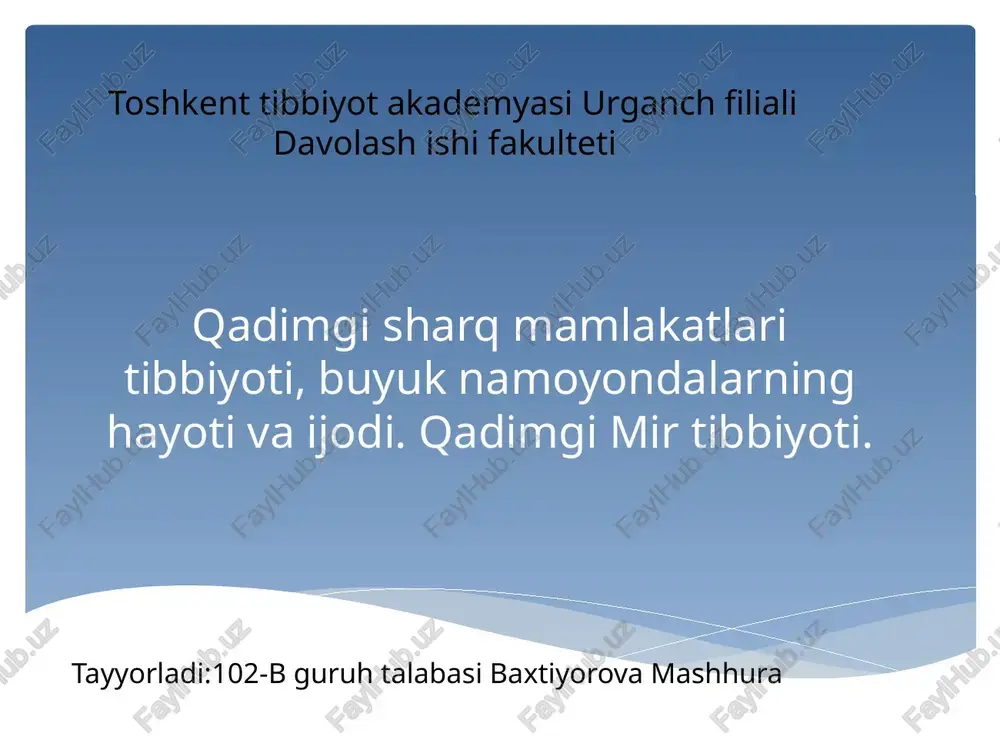 qadimgi sharq mamlekatlari tibbiyoti — PPTX