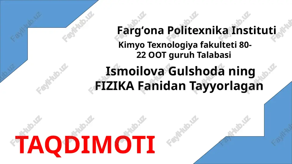 elementar zarrachalar xossalar va klassifikatsiyasi — PPTX
