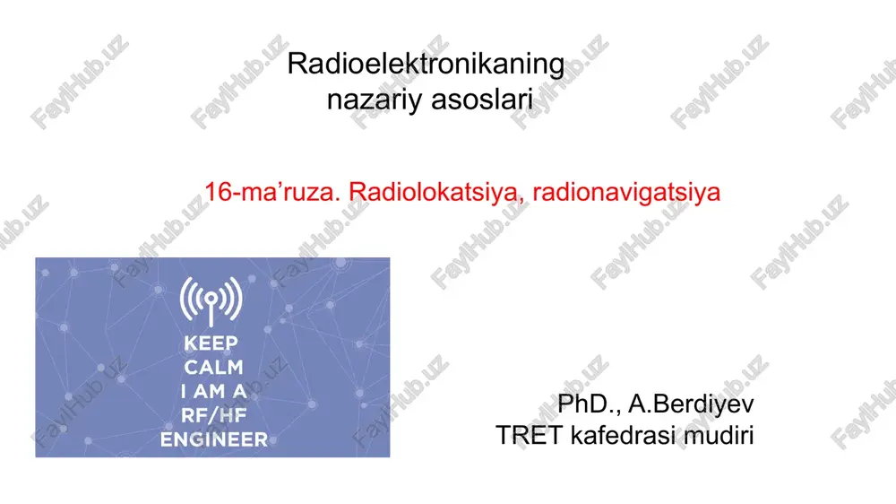 radioelektronikaning nazariy asoslari — PPTX